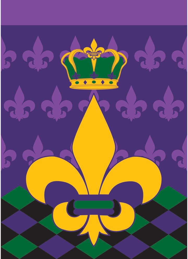 Double Applique Crowned Fleur-de-Lis Polyester Garden Flag