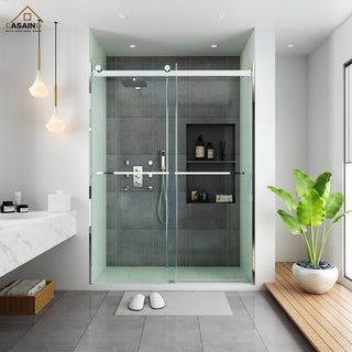 60-in x 76-in Frameless Sliding Shower Door, Chromed