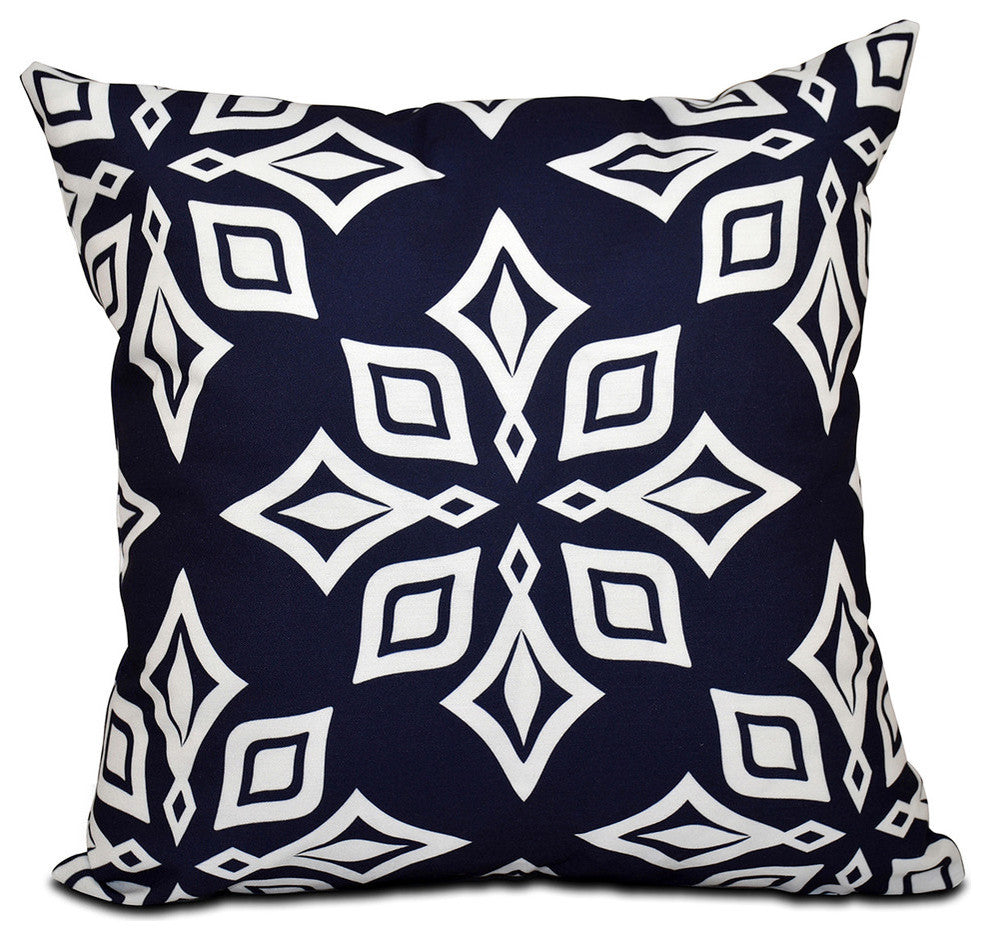 Beach Star, Geometric Print Pillow, Navy Blue, 18"x18"