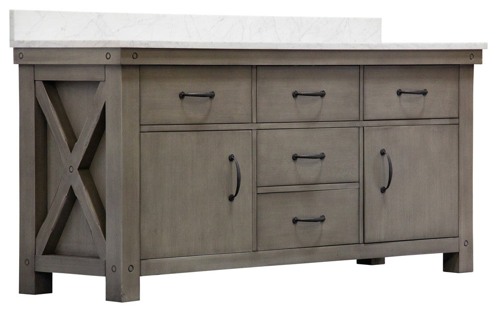 72" Grizzle Grey Double Sink Bathroom Vanity