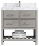 Parker 36" Single Sink Bath Vanity, Elephant Skin Gray 2" Calacatta Poanazzo