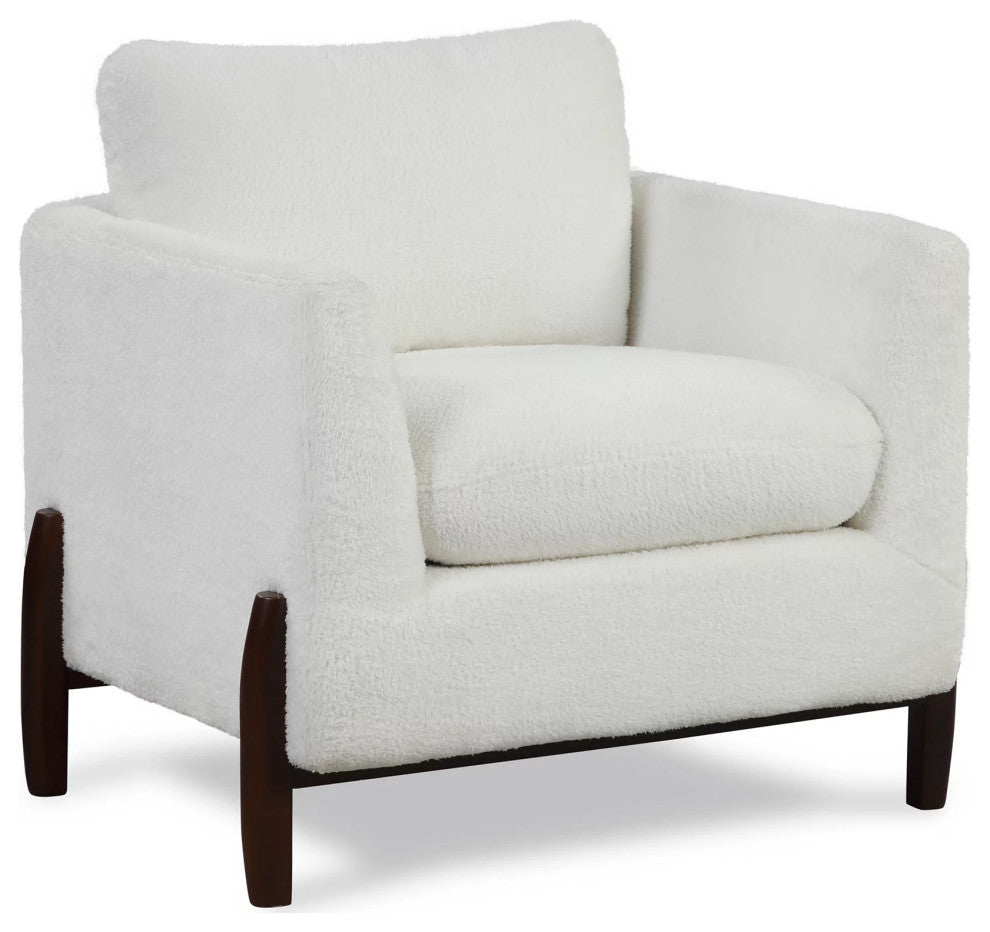 Contemporary Accent Chair, Cream Polyester Seat With Removable Cushions