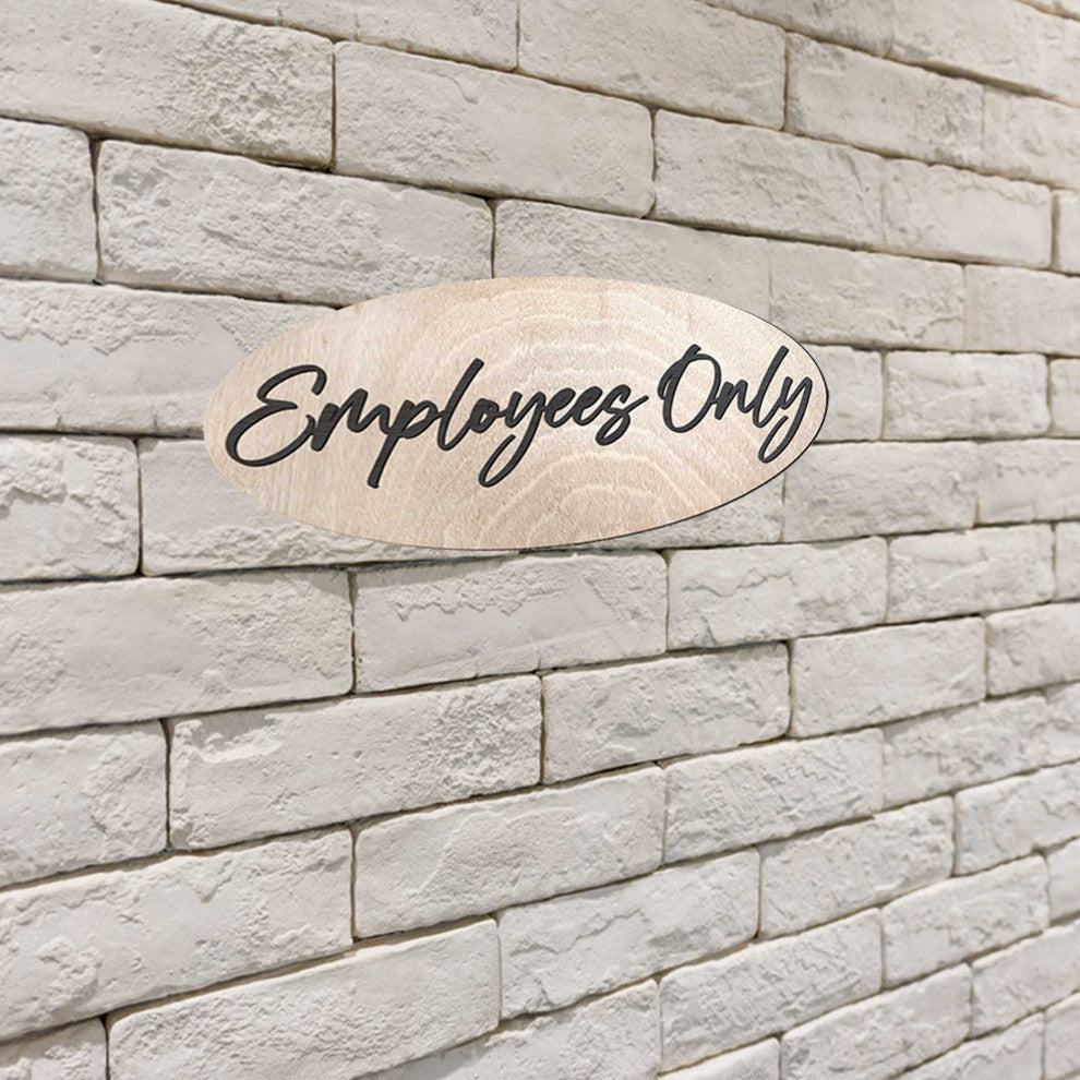Employees Only sign Wooden sign Business sign warning sign Birch wood sign