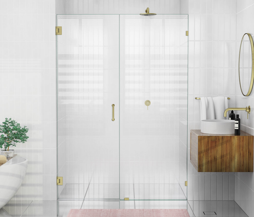 78"x55" Frameless Shower Door Wall Hinge, Satin Brass