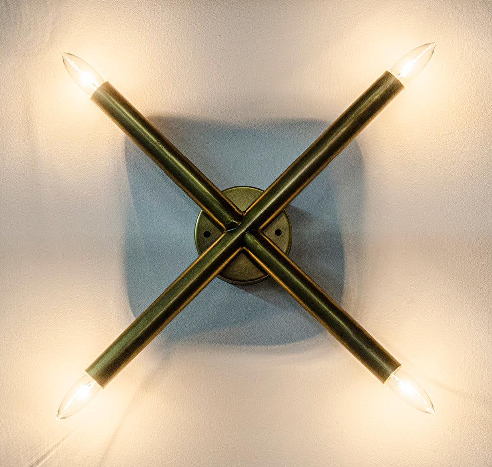 Cross Sconce, Antique Brass