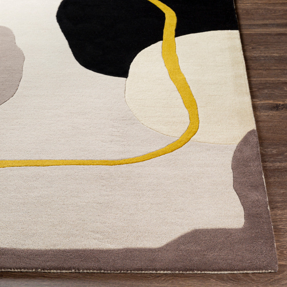 Queens QUN-2303 Modern Mustard/Gray 8'10"x12' Area Rug