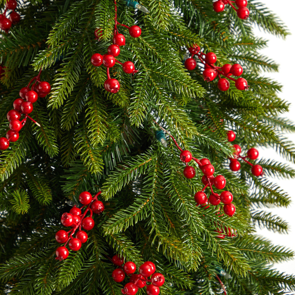T3508 7' Victoria Fir Artificial Christmas Tree With 300 Multi-Color LED Lights