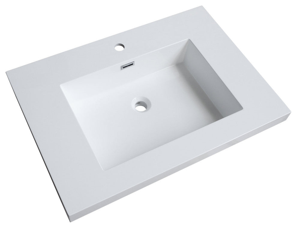 Dowell 22" FTB Resin Bathroom Vanity Basin, White, 32wx22dx6h