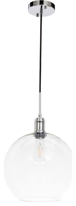 Living District Emett 1-Light Metal Pendant in Chrome and Clear Glass Finish