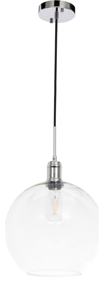 Living District Emett 1-Light Metal Pendant in Chrome and Clear Glass Finish