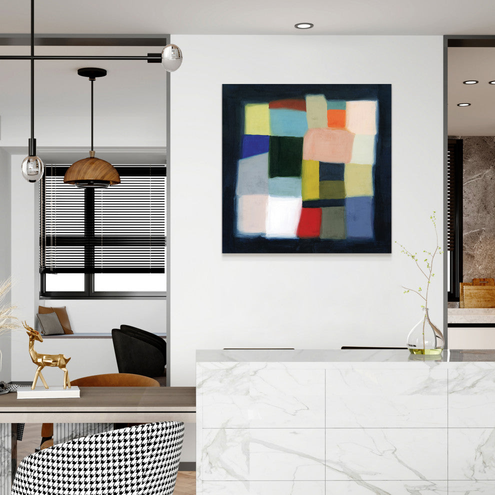 "Chromatic Cube II" Frameless Free Floating Printed Tempered Glass Wall Art
