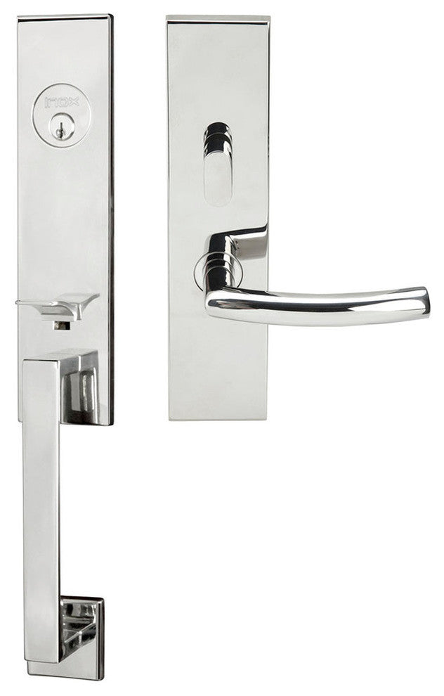 Oslo Lever, Mortise Entry Handleset, RHR, Polished Stainless Steel