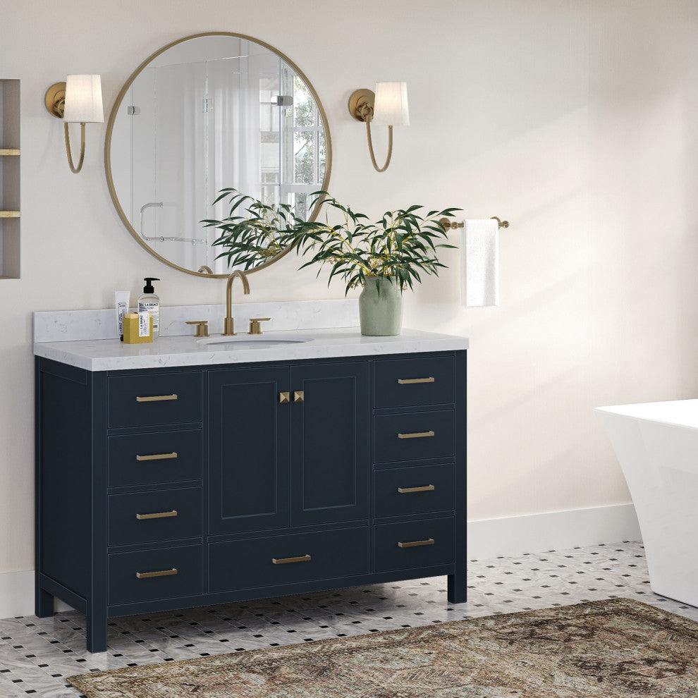 Ariel Cambridge 54" Single Oval Sink Vanity, Carrara Quartz