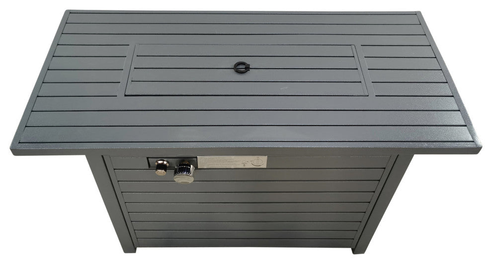 Steel Propane Outdoor Fire Pit Table With Lid, Gray