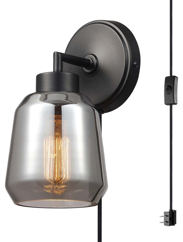 Salma 1-Light Matte Brass Plug-In or Hardwire Wall Sconce