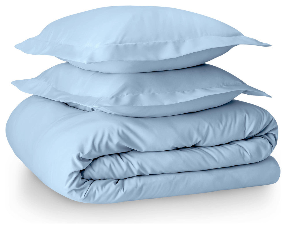 Bare Home Microfiber Duvet Insert & Duvet Cover Set, Light Blue, Full/Queen