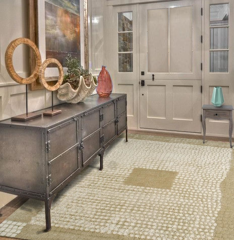 Hand Tufted Beige Wool Area Rug, 6'6"x9'9"