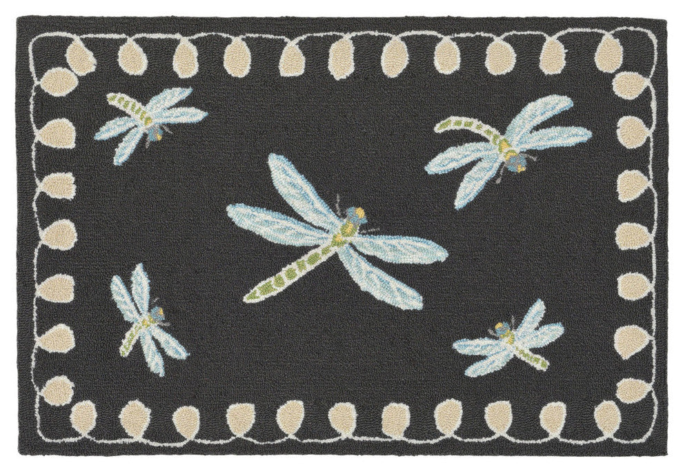 Frontporch Dragonfly Indoor/Outdoor Rug, Midnight, 1'8"x2' 6"