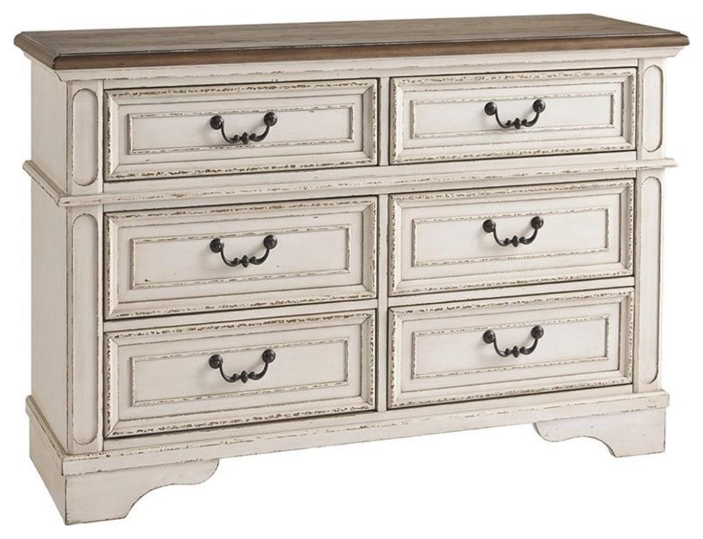 Ashley Furniture Realyn Engineered Wood 6 Drawer Double Dresser in Mahogany