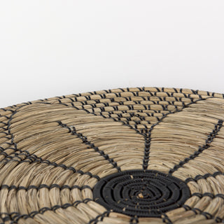 Mekhi Light Brown Seagrass With Black String Round Wall Hanging Plate