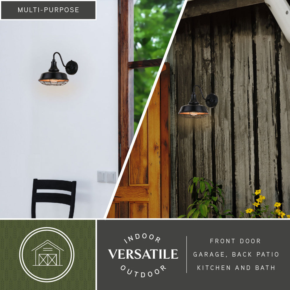 Dorado 9" Outdoor Cage Wall Light Dark Bronze and Light Gold