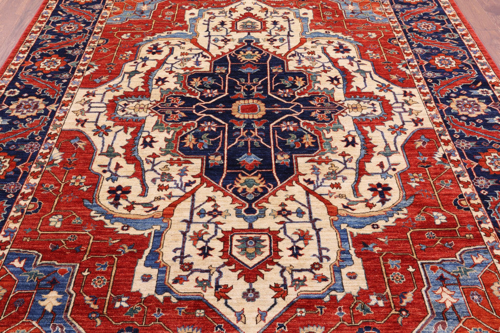 8' 1" X 9' 9" Persian Fine Serapi Hand-Knotted Wool Rug - Q12660