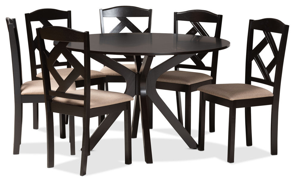 Bernetta Modern 7-Piece Dining Set, Sand