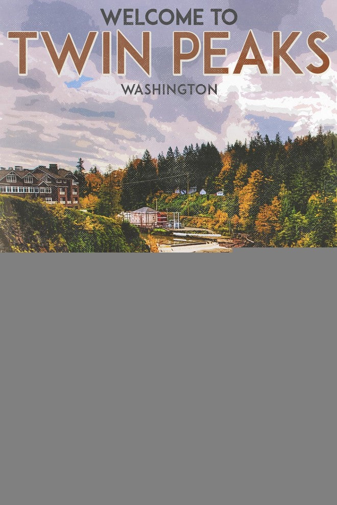 "Travel Poster Twin Peaks" Painting Print on Wrapped Canvas, 40"x60"
