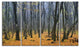 Dark Woods in Autumn Forest, Modern Forest Canvas Art, 48"x28", 4 Panels