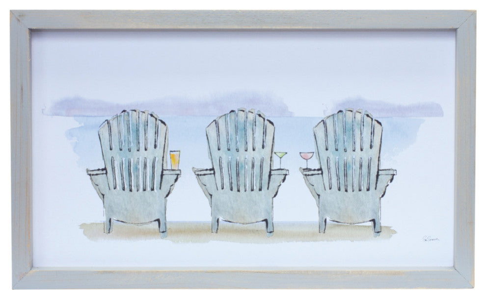 Framed Beach Chair Print, 2-Piece Set