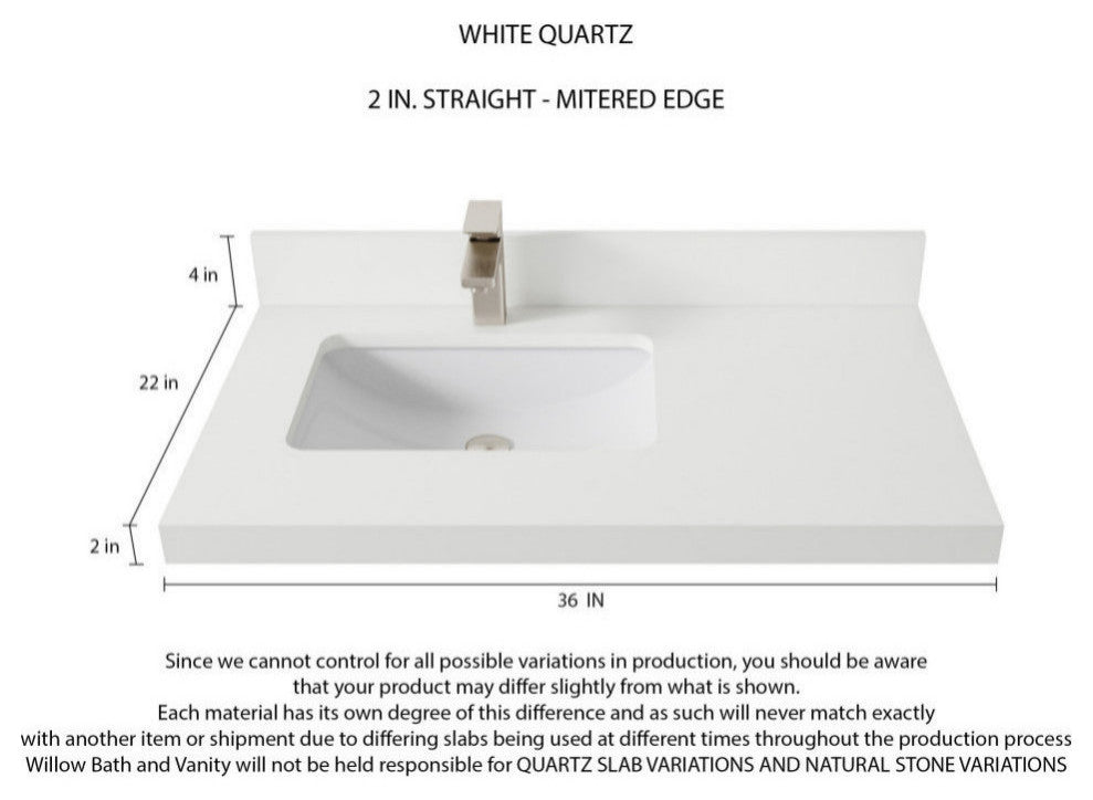 Madison  Teak 36 Left Offset Bath Vanity Golden Teak 2" White Quartz