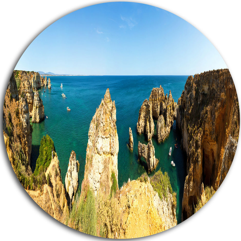 High Cloudy Mountains Panorama, Beach Round Wall Art, 23"