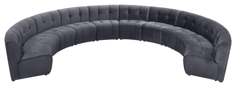 Limitless Velvet Upholstered 10-Piece Modular Sectional, Gray