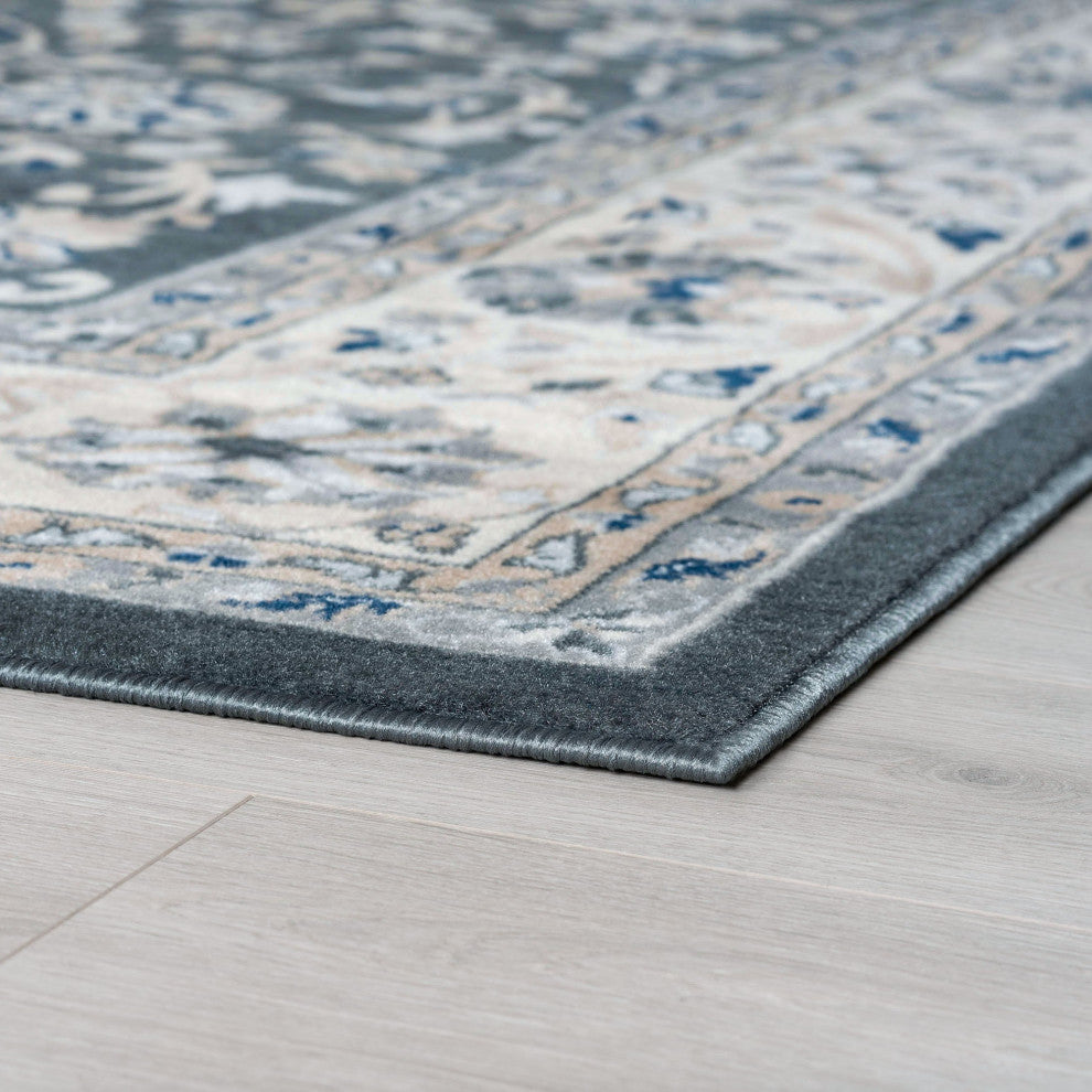 Tessie Traditional Floral Gray Rectangle Area Rug, 5''x7''