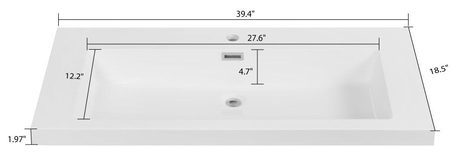 40" Solid Surface Resin Streamline K-0886-40 Vanity Top