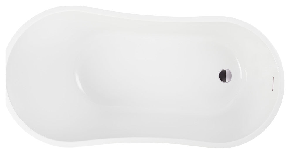 55" Freestanding Acrylic Bathtub, White/Integrated Overflow