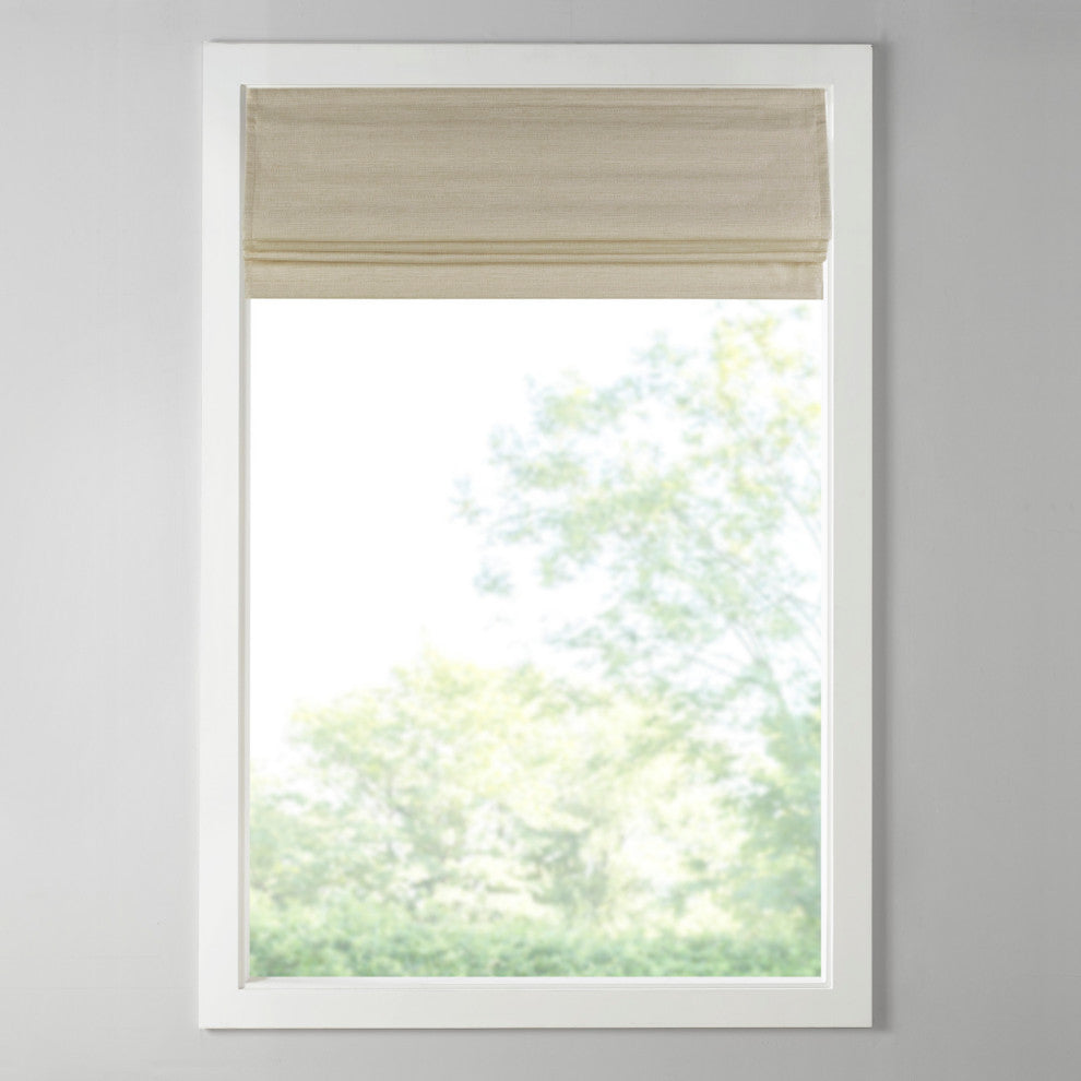Madison Park Como Faux Silk Cordless Roman Shade, Taupe, 33 X 64"