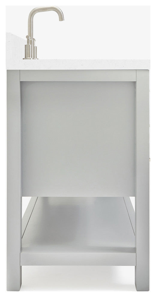 Ariel Magnolia 36"  Single Oval Sink Vanity, Carrara Quartz, Gray