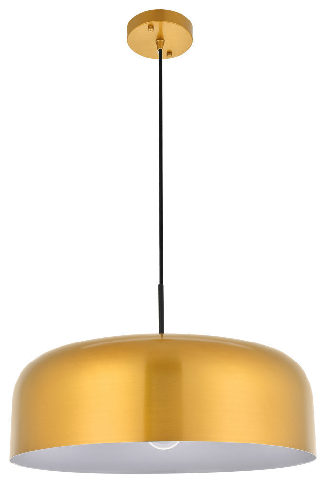 Black Finish 1-Light Pendant, Satin Gold