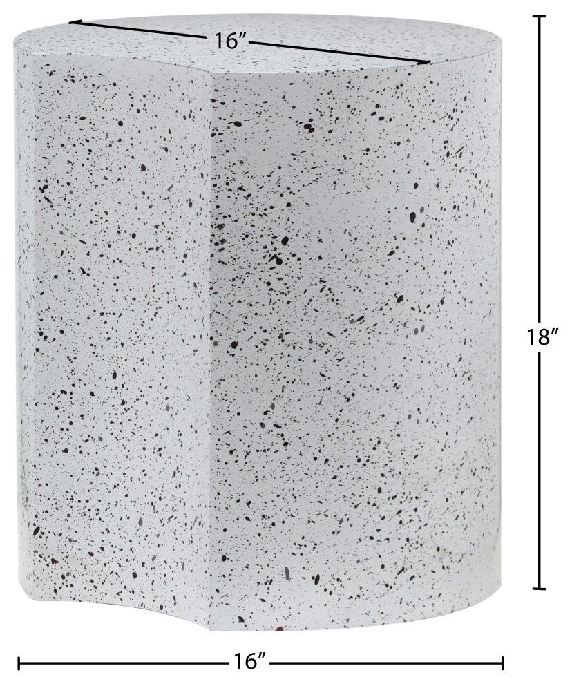 Dimple Terrazzo Pattern Iron End Table, White, 1-Piece: 16"Wx16"Dx18"H