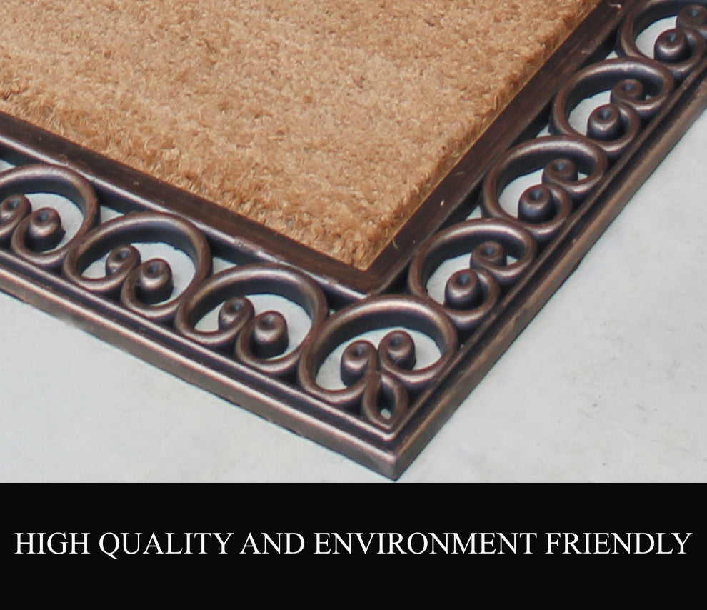 A1HC Rubber and Coir Classic Paisley Border Extra Large Double Doormat, 30"X48"