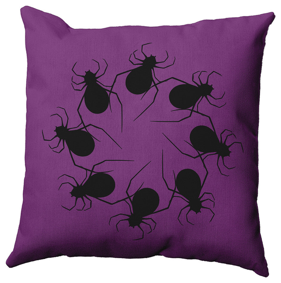 16"x16" Spider Wreath Decorative Throw Pillow, Amethyst