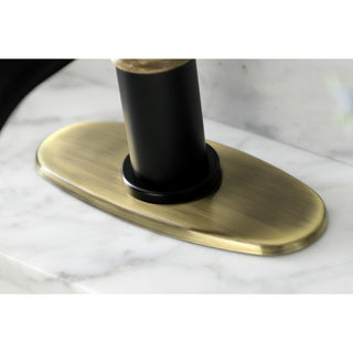 Single-Handle Bathroom Faucet With Push Pop-Up, Matte Black/Antique Brass