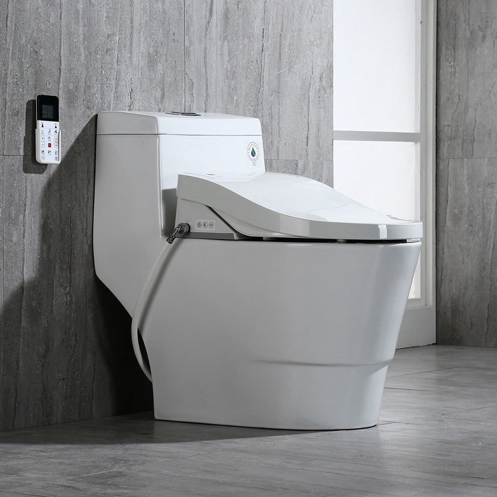 WoodBridge Luxury Elongated One Piece Toilet With Advanced Bidet Seat