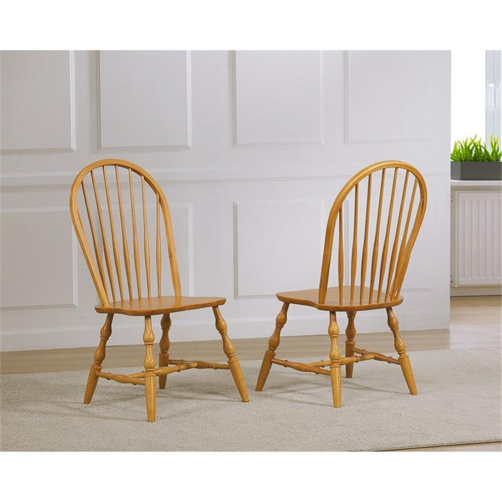 Sunset Trading Oak Selections 18" Wood Windsor Dining Chair in Oak (Set of 2)