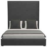 Nativa Interiors Moyra Plain Bed, Charcoal, King, Headboard: High