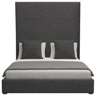 Nativa Interiors Moyra Plain Bed, Charcoal, King, Headboard: High
