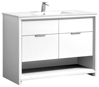 KubeBath Nudo 48'' Single Sink Floor Mount Modern Bathroom Vanity, Gloss White