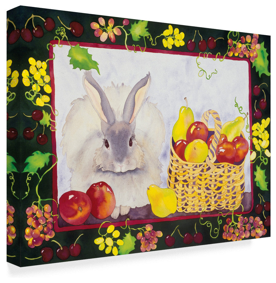 "Bunny With Fruit Basket" by Carissa Luminess, Canvas Art