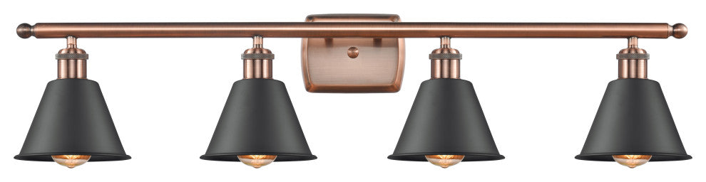 Innovations 516-4W-AC-M8-BK-LED 4-Light Bath Vanity Light, Antique Copper